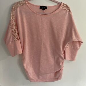 BCX Women's Peach Colored Lace Accent Top size medium